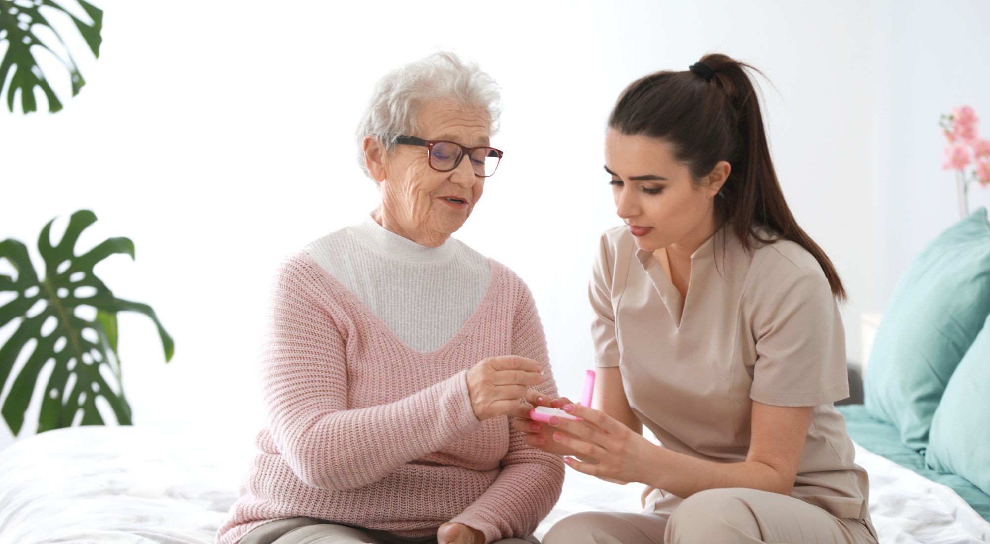 caregiver giving medication supervision