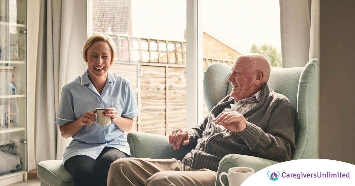A caregiver provides Memory Care at Home to a senior