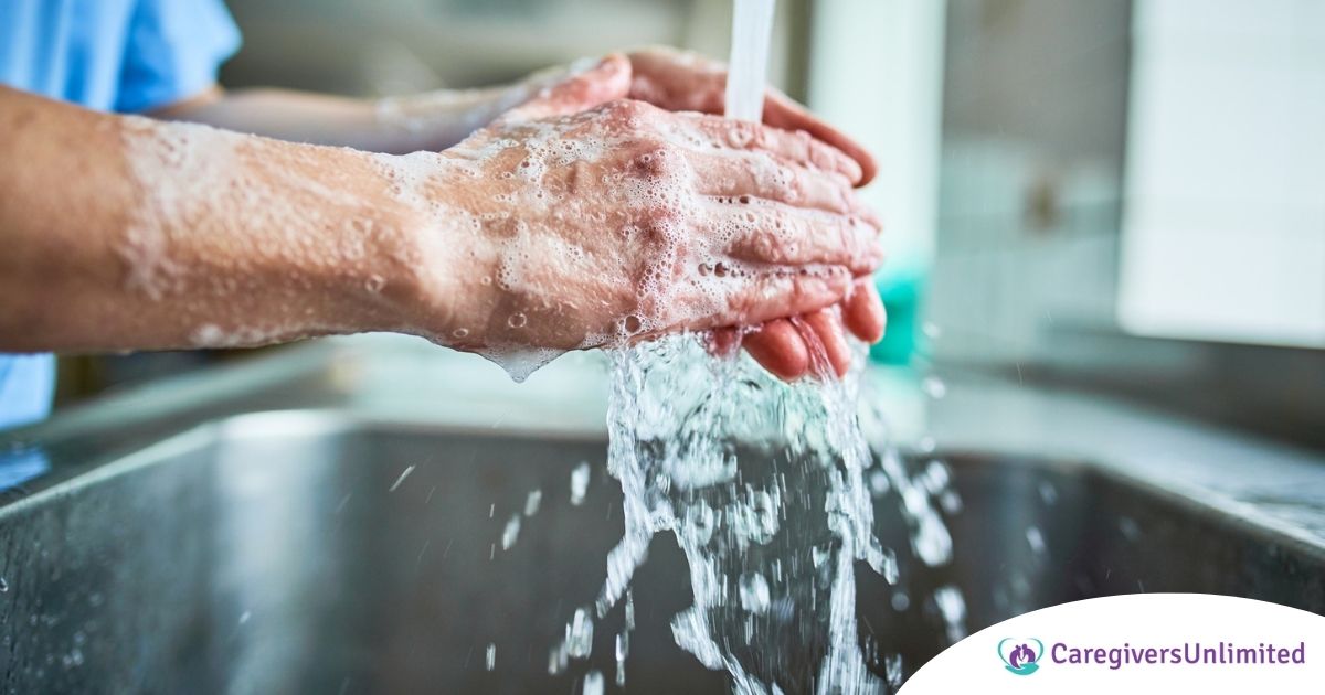 Observing hand hygiene as a part of caregiver wellness during flu season.
